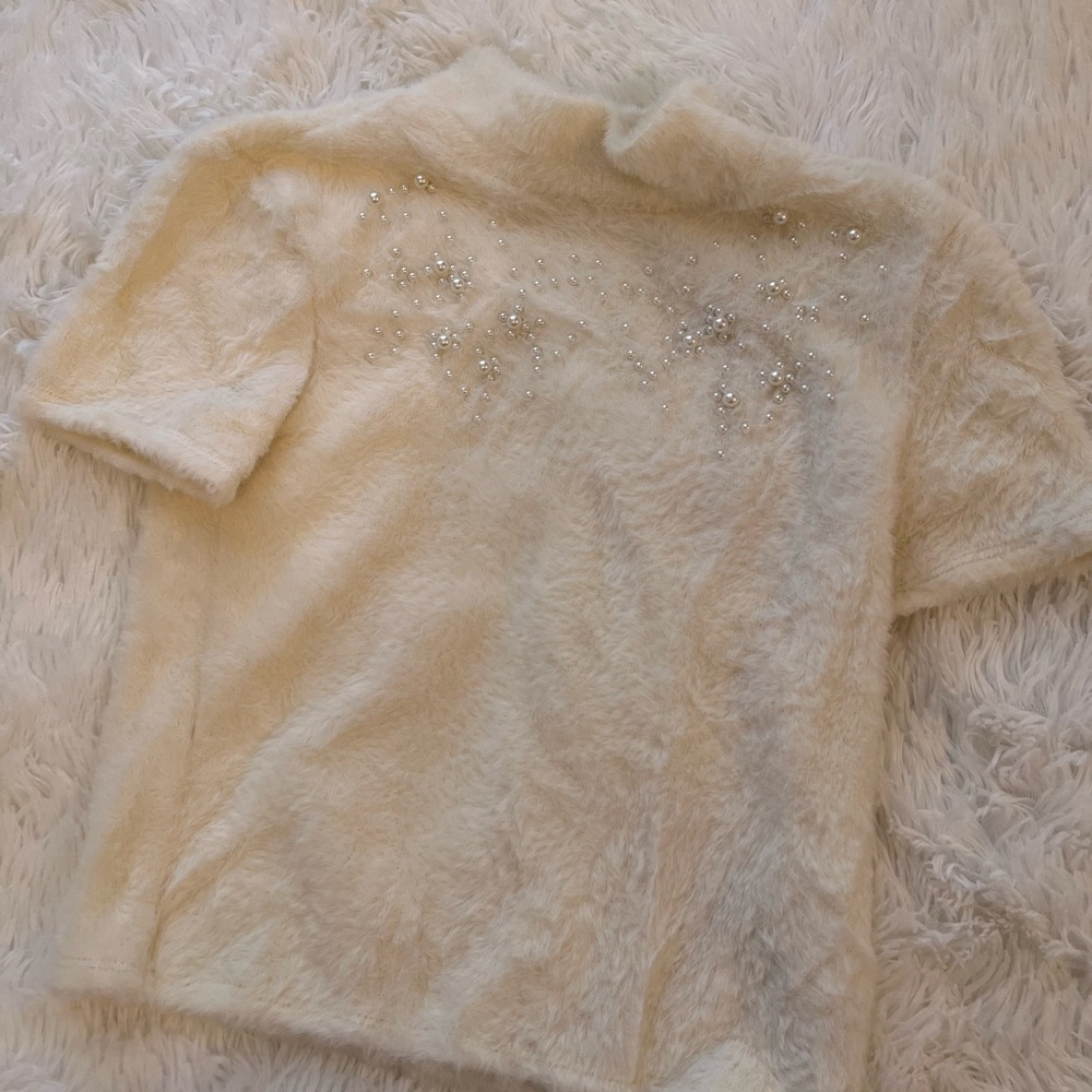 Zara White Textured Short Sleeve Top - Picture 7 of 8